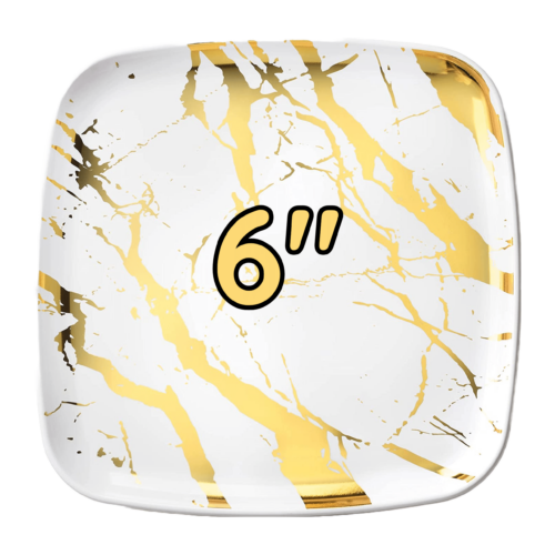 Marble Square Gold Plates 6