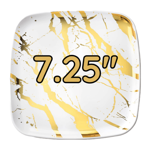 Marble Square Gold Plates 7.25