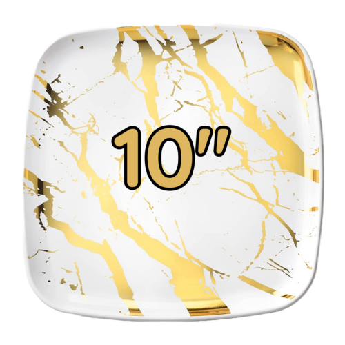 Marble Square Gold Plates 10