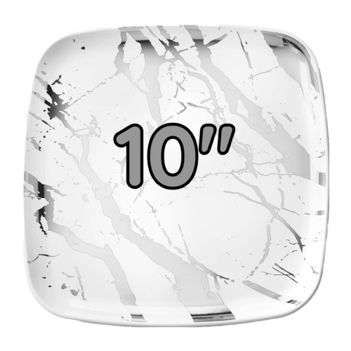 Marble Square Silver Plates 10