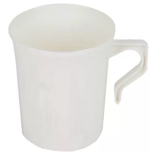 Plastic Coffee Mug White 8oz, 8pcs
