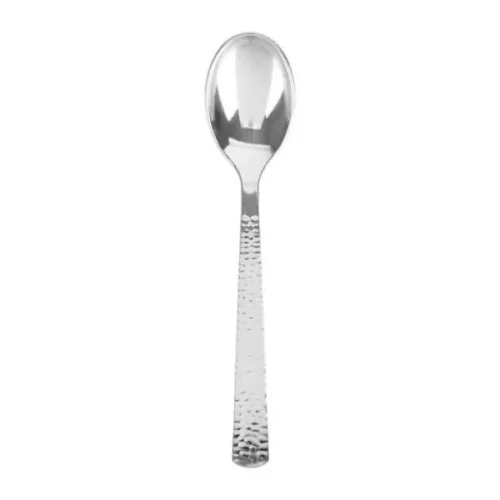 Hammered Silver Plastic Spoons, 20pcs