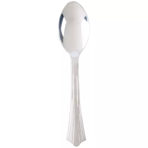 Silver Plastic Spoons, 20pcs
